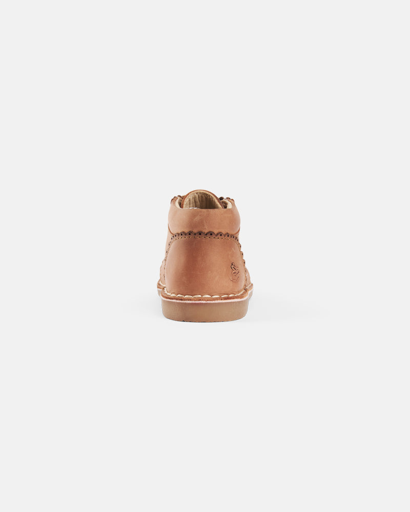 Leðurskór Alpha Scallop | Cognac