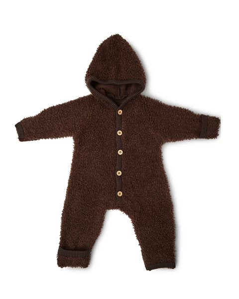 Bouclé-galli úr merinoull með hettu | Brown