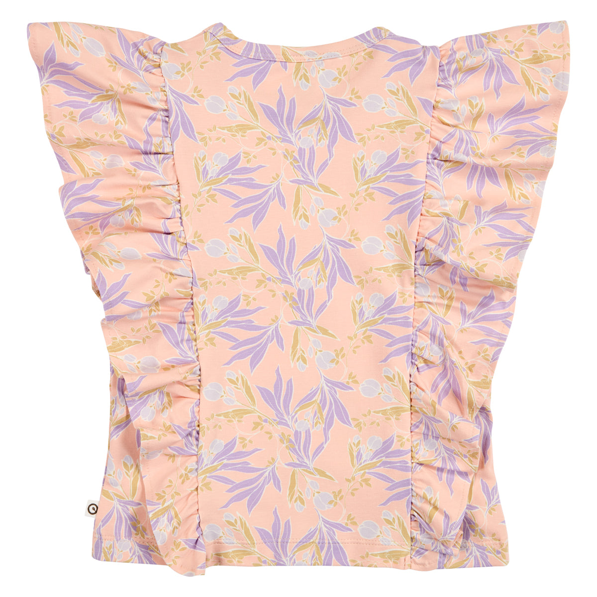 PEONY Toppur með pífum og blómamynstri | Peach