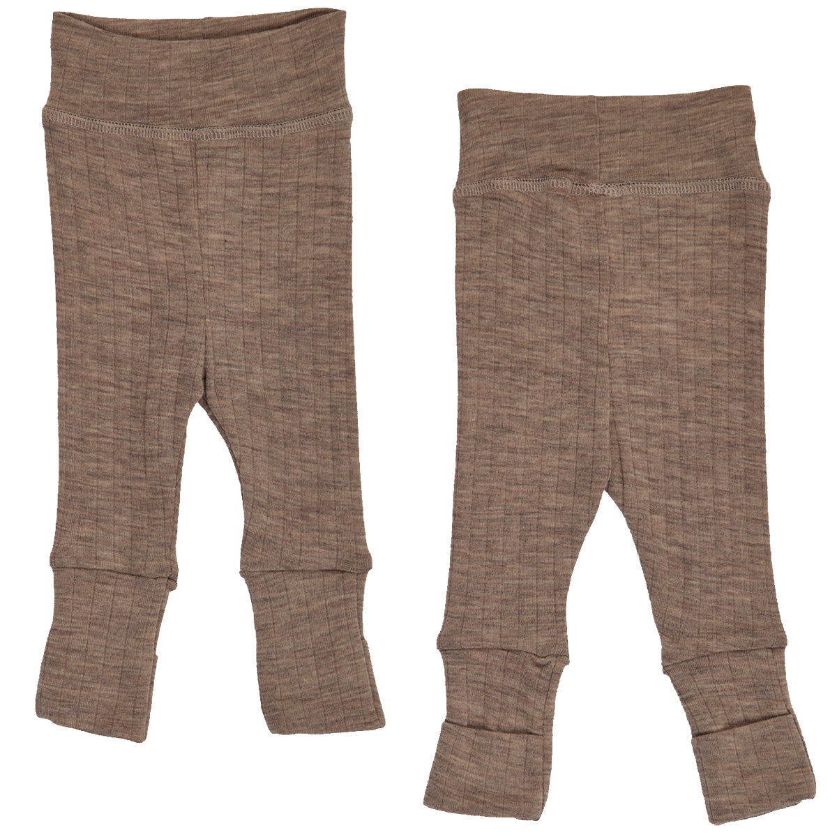 WOOLLY RIB Buxur Merinoull með lokanlegum sokkum | Walnut melange