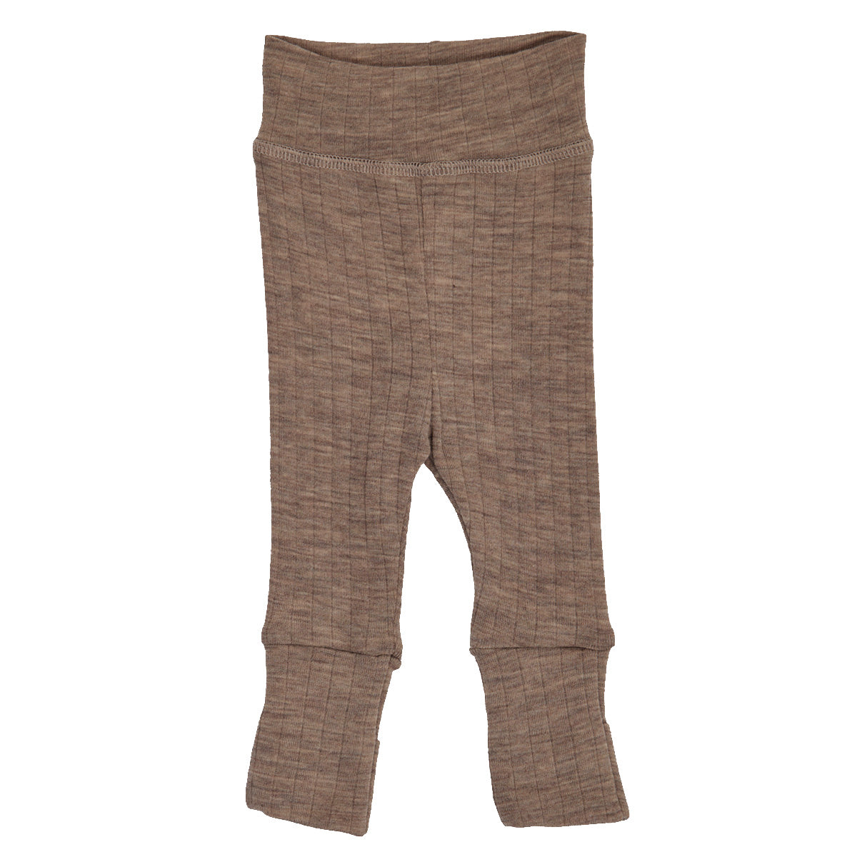 WOOLLY RIB Buxur Merinoull með lokanlegum sokkum | Walnut melange