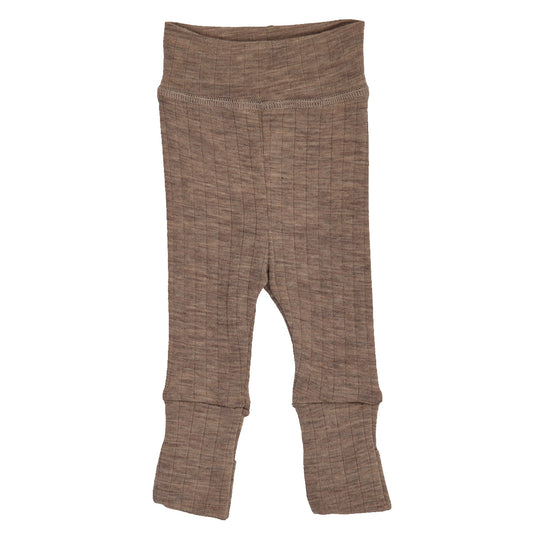 WOOLLY RIB Buxur Merinoull með lokanlegum sokkum | Walnut melange