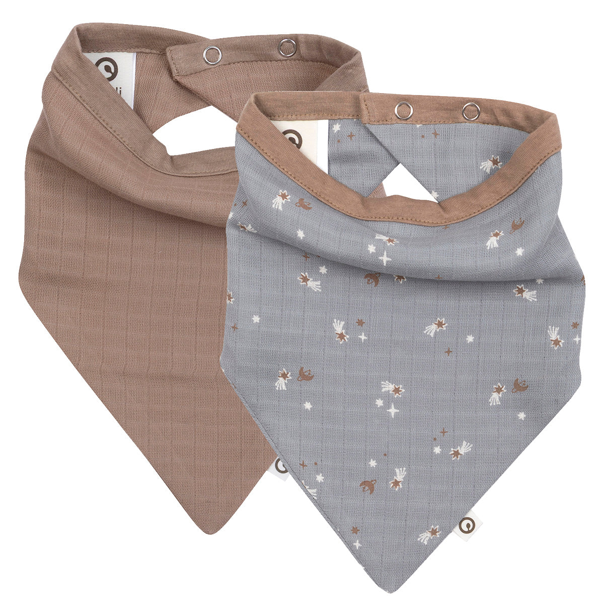 STARS Smekkur úr múslín bómull 2 stk | Jasmin blue / Walnut
