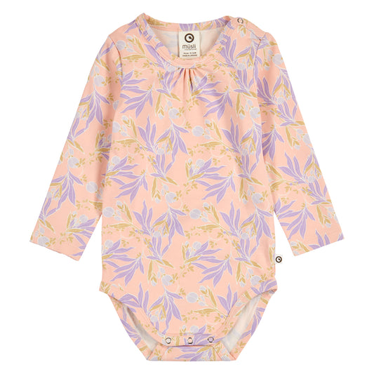 PEONY Samfella með rykkingu og blómamynstri | Peach