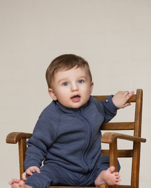 Ullarflísbuxur úr merinoull | Denim melange