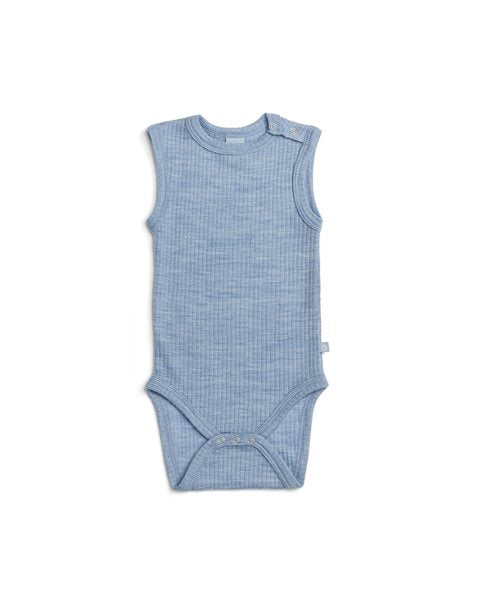 Ermalaus samfella úr merínóull | Light blue melange