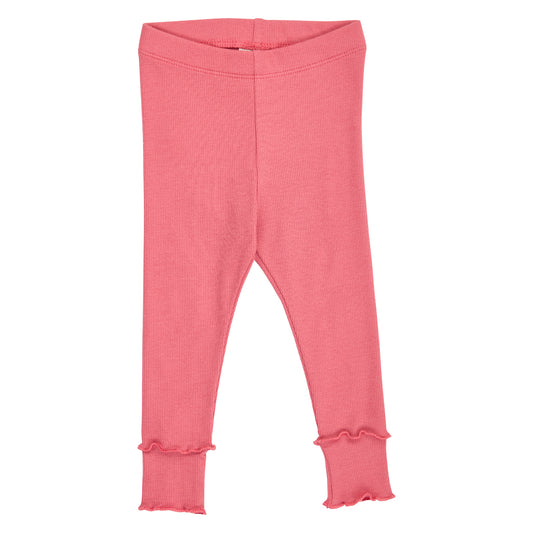 Cozy Me riffluprjónaðar vaxtarleggings fyrir ungabörn í litnum Barokkbleikur - framhlið