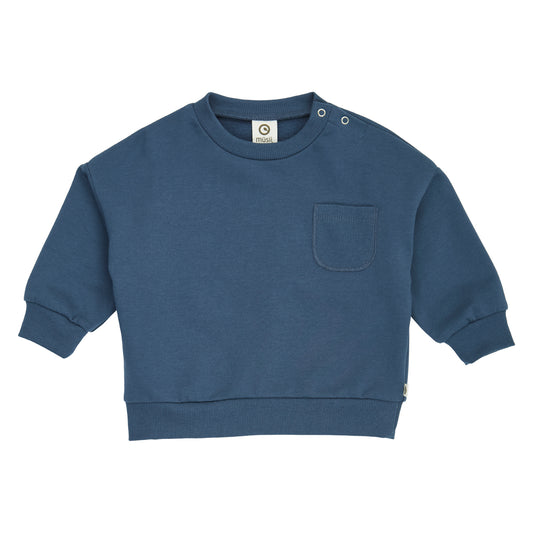 Cozy Me peysa með vasa fyrir ungabörn í litnum Dökkblár - framhlið