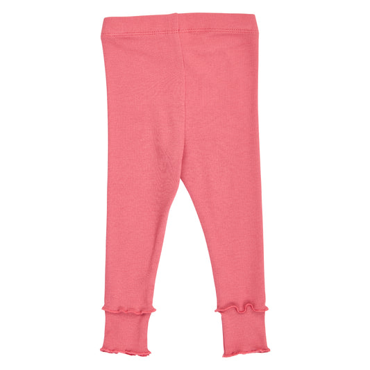 Cozy Me riffluprjónaðar vaxtarleggings fyrir ungabörn í litnum Barokkbleikur - bakhlið