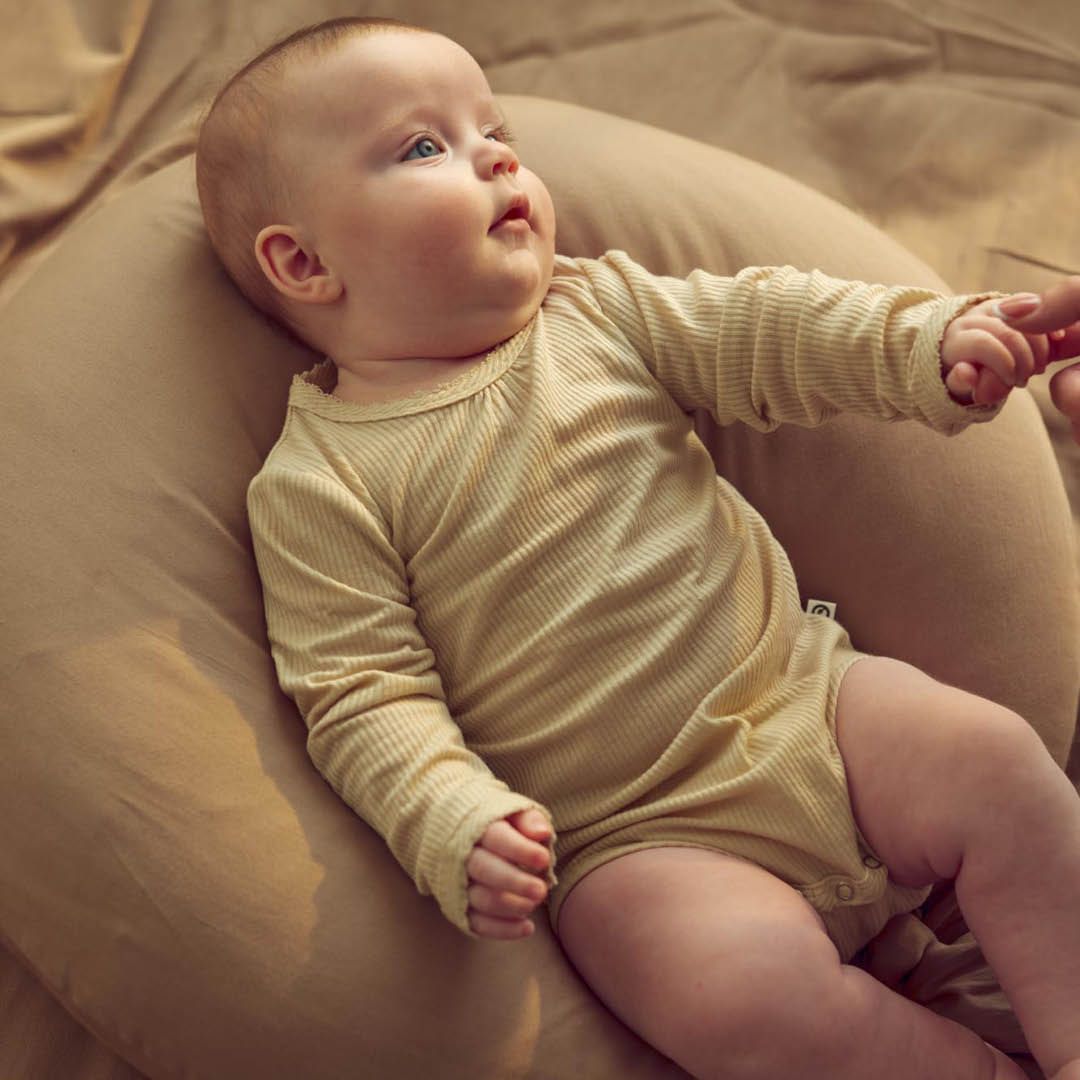 Barn í Mellow Picot síðerma Tencel-samfella í litnum Eik