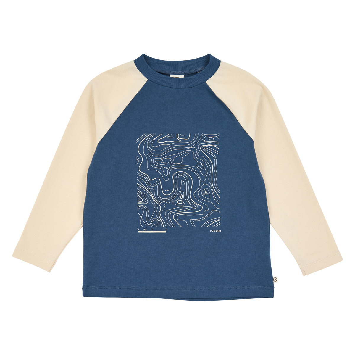 Cozy Me síðerma bolur með Topographic-mynstri í litnum Dökkblár - framhlið