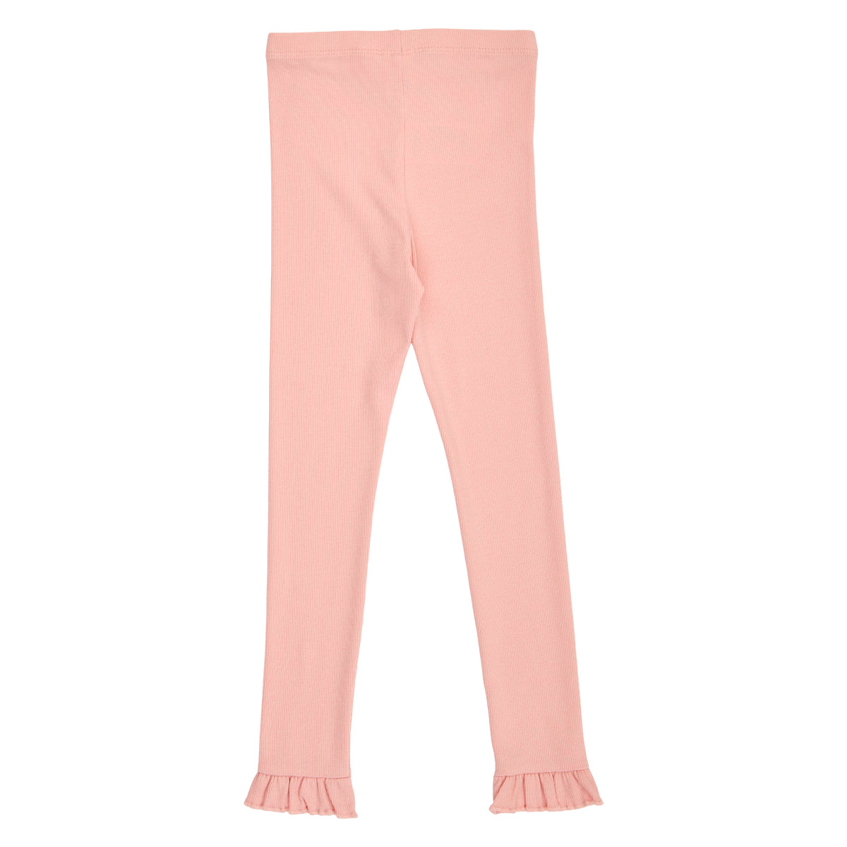 Cozy Me riffluprjónaðar leggings með pífum í litnum Fölbleikur - bakhlið