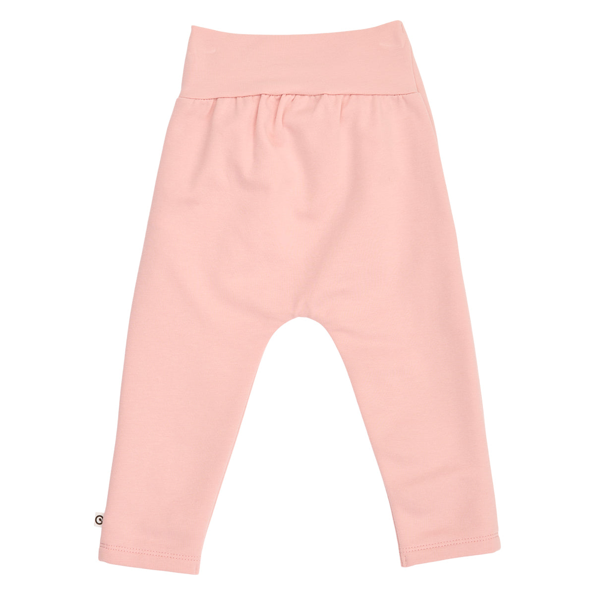 Cozy Me mjúkar buxur með slaufu fyrir ungabörn í litnum Fölbleikur - bakhlið