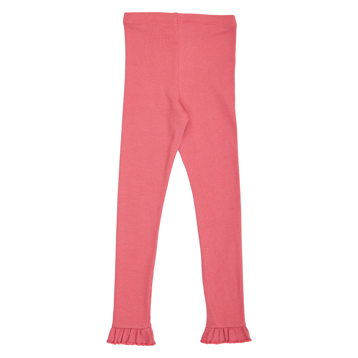 Cozy Me riffluprjónaðar leggings með pífum í litnum Barokkbleikur - bakhlið