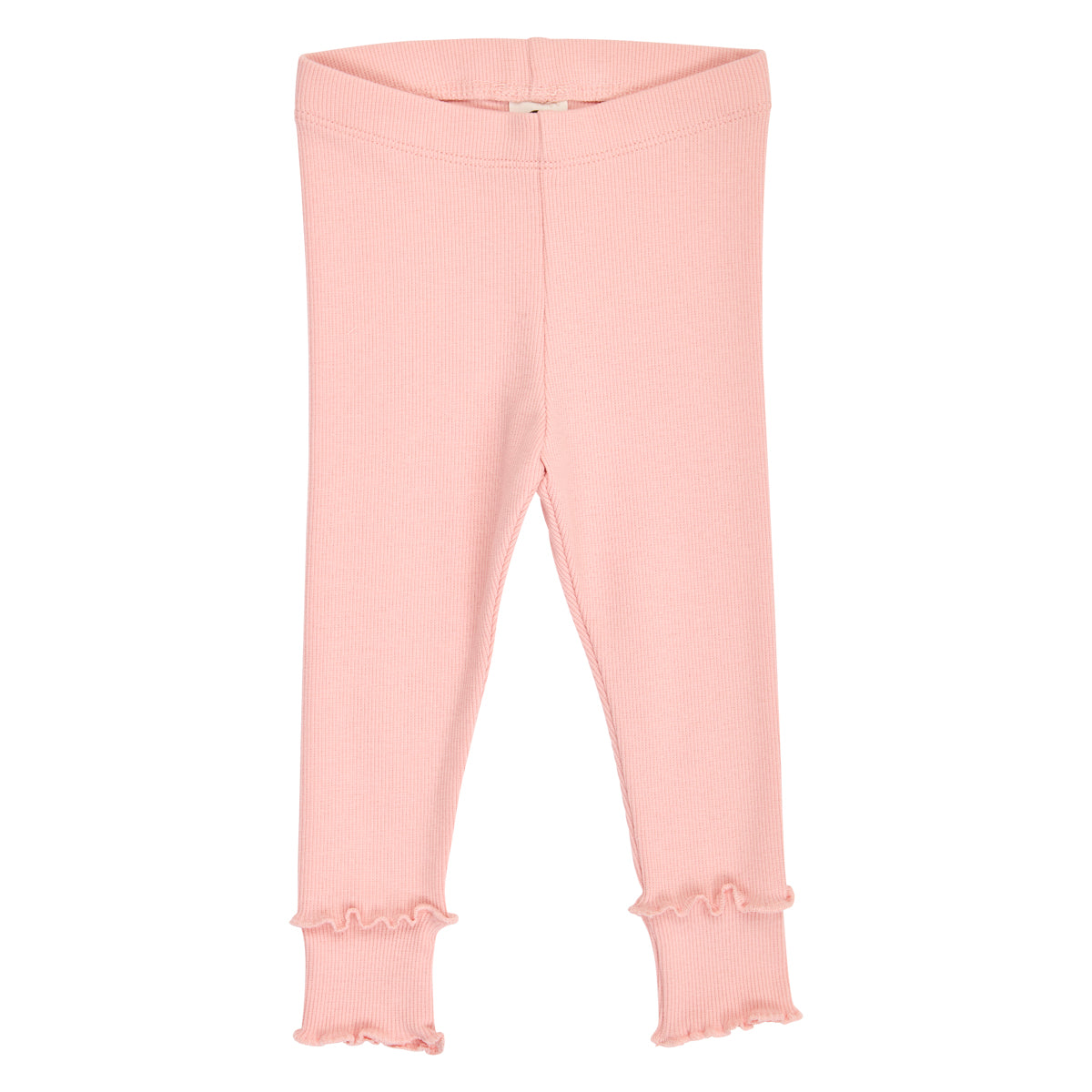 Cozy Me riffluprjónaðar vaxtarleggings fyrir ungabörn í litnum Fölbleikur - framhlið
