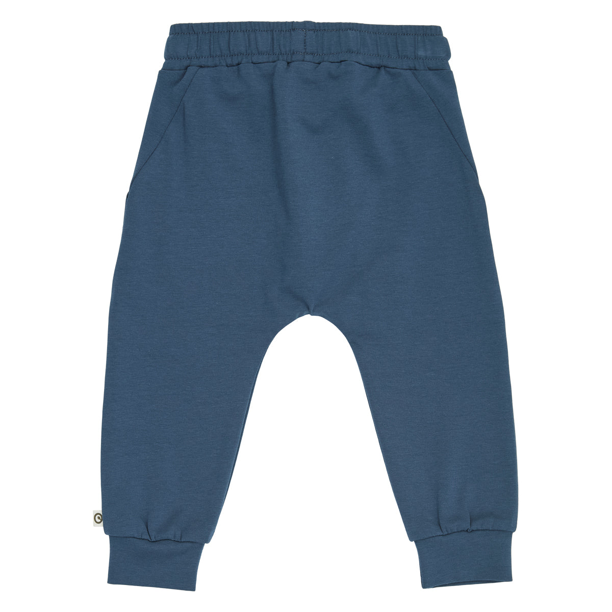 Cozy Me buxur með stórum vösum fyrir ungabörn í litnum Dökkblár - bakhlið